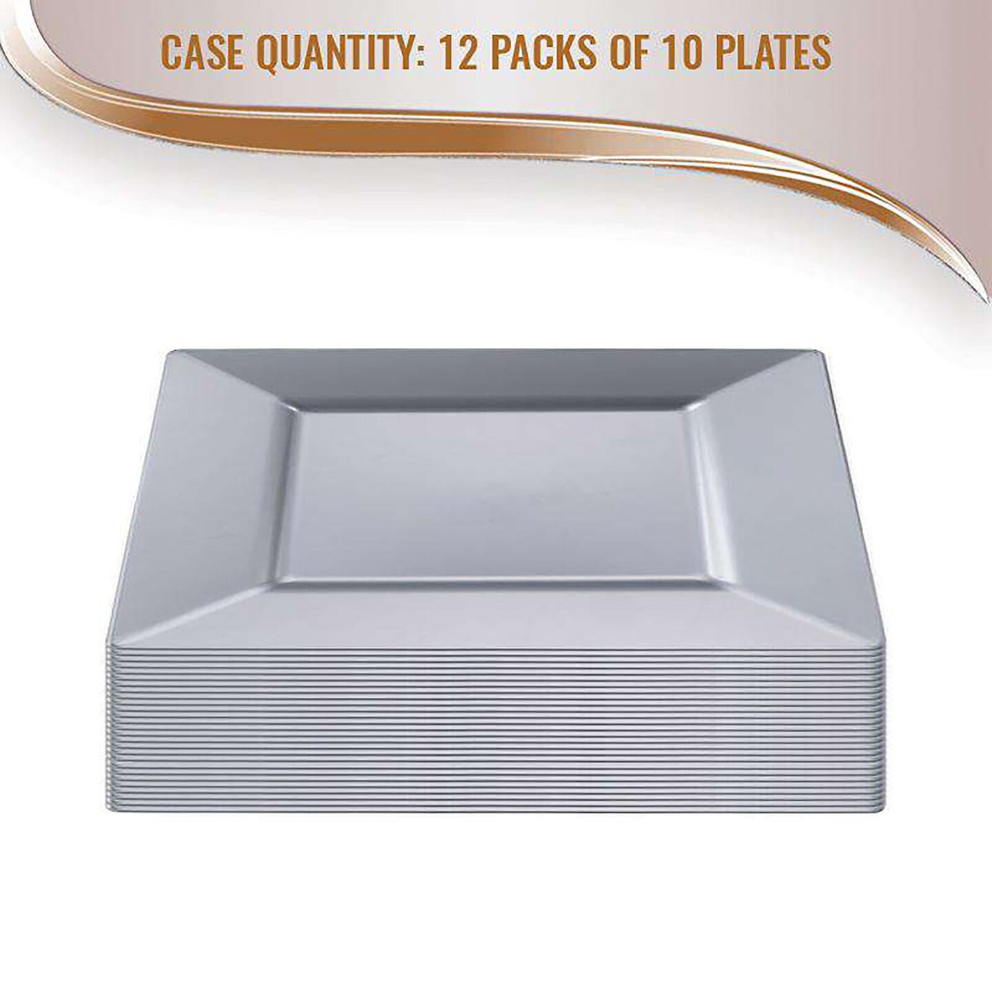 Silver square sale plastic plates