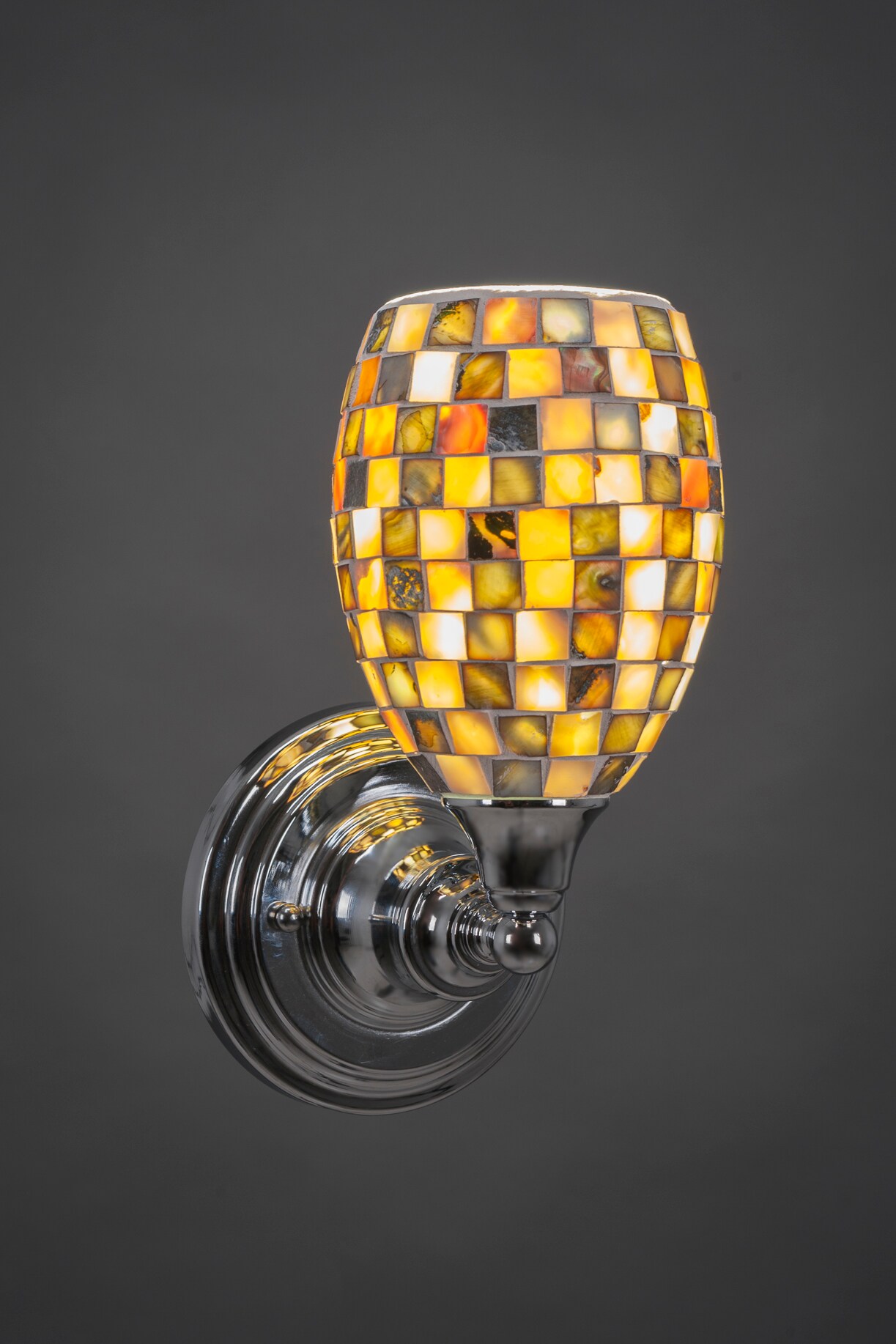 Wall Sconce Shown In Chrome Finish With 5 Sea Haze Seashell Glass