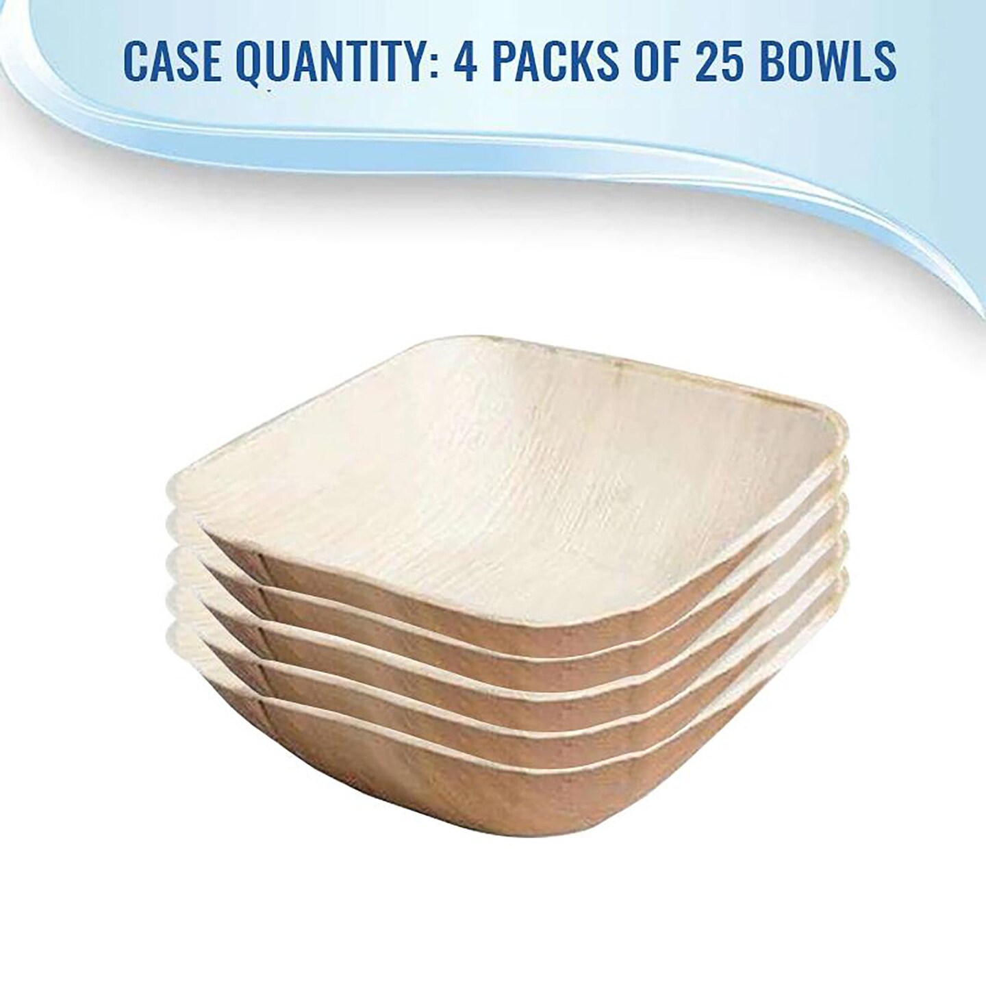 Square Palm Leaf Eco Friendly Disposable Soup Bowls - 8 Ounce (100 Bowls)