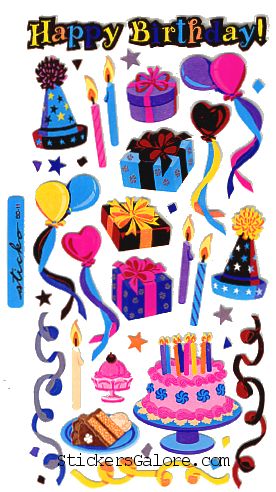 Foil Birthday Party Sticko Stickers