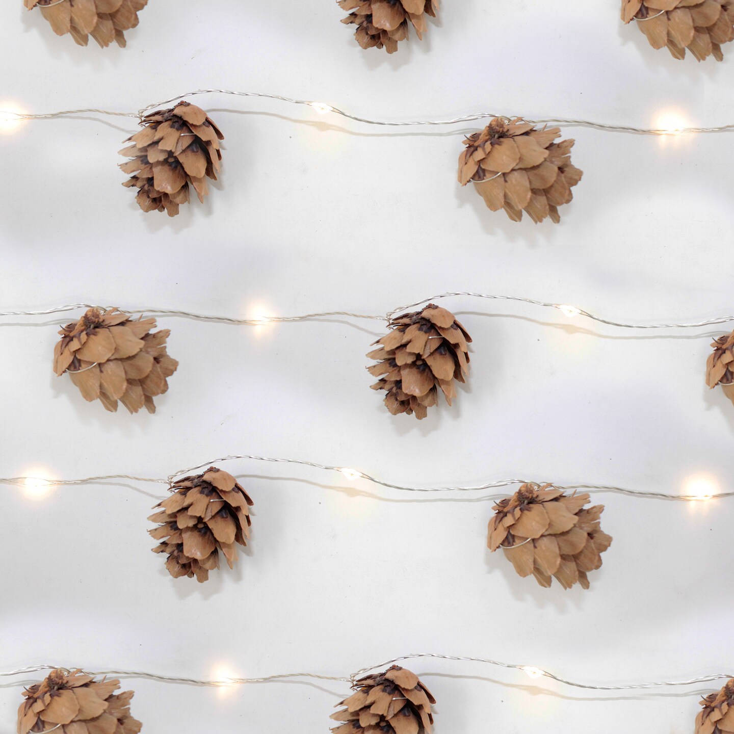 Battery Operated LED Iridescent Pinecone String Lights, 10 Warm