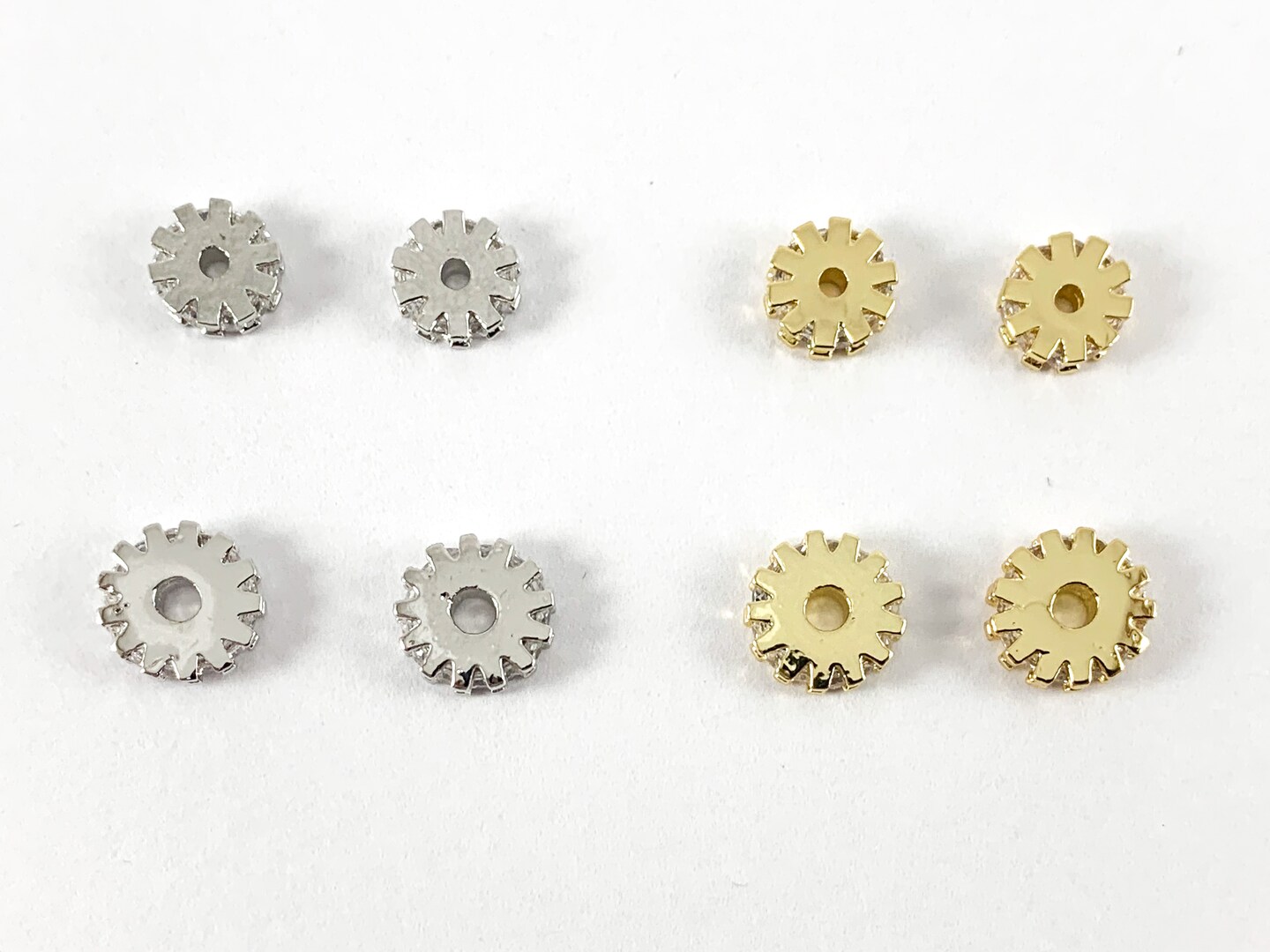 18K Gold/Platinum Plated CZ Pave Rhinestone Spacers Over Brass 6mm 8mm 2pcs