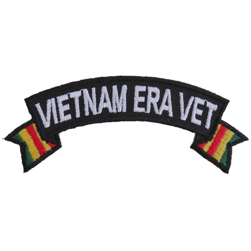 Patch, Small Embroidered Rocker (Iron-On or Sew-On), Vietnam Era Vet Service Ribbon Military, 4&#x22; x 1.5&#x22; Arch