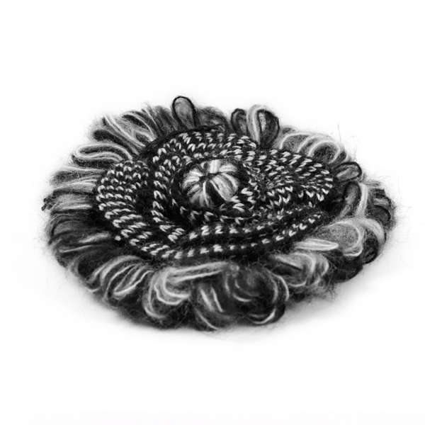 Loopy Knitted Flower Brooch Pin Hair Clip