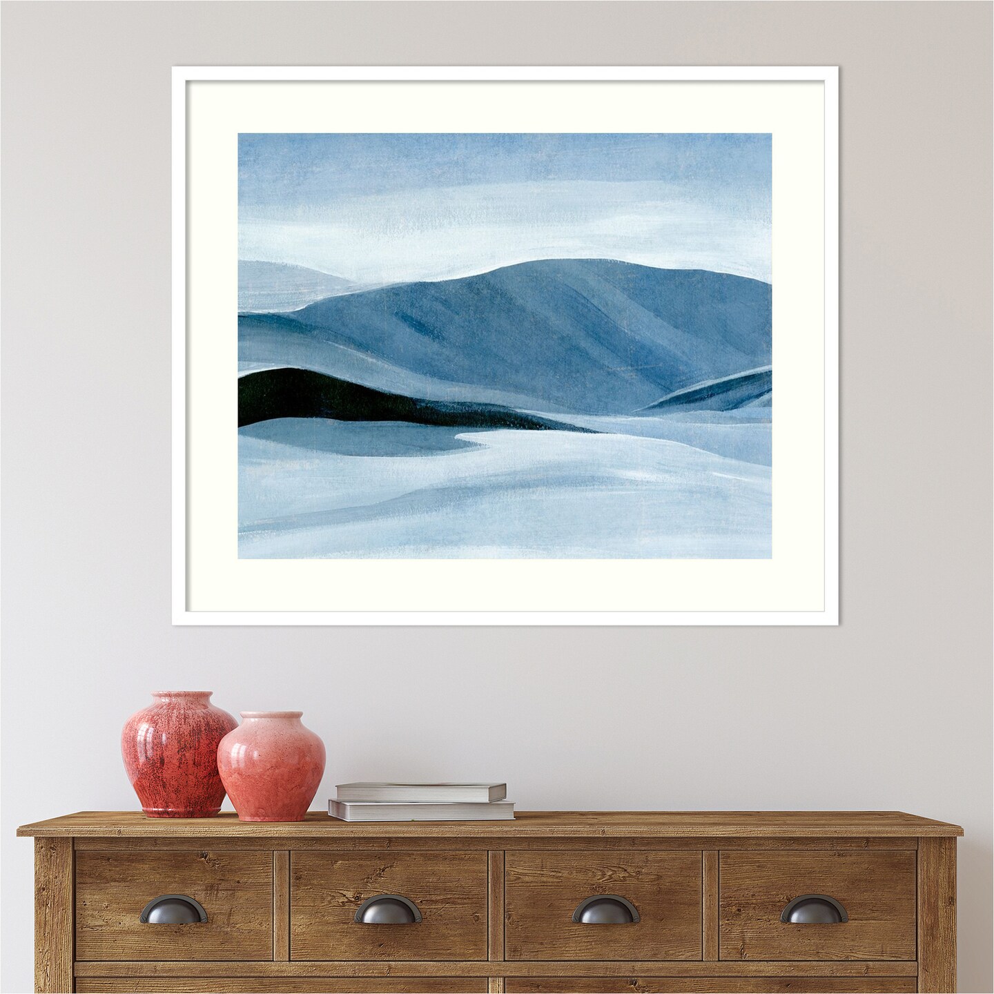 Indigo Range I (Mountain) by Annie Warren Wood Framed Wall Art Print