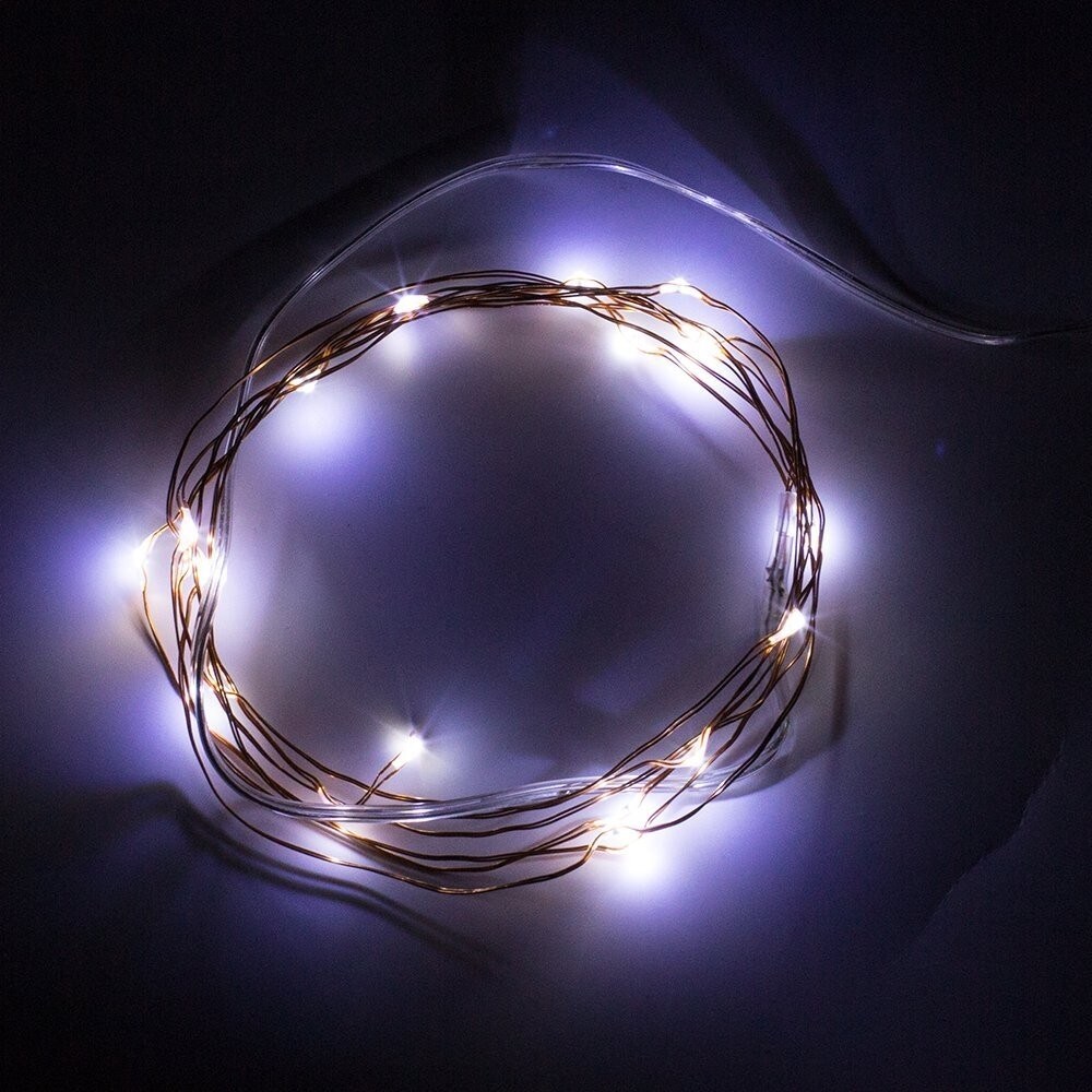 Perfect Holiday 40 LED Timer Silver Copper Fairy Light - White