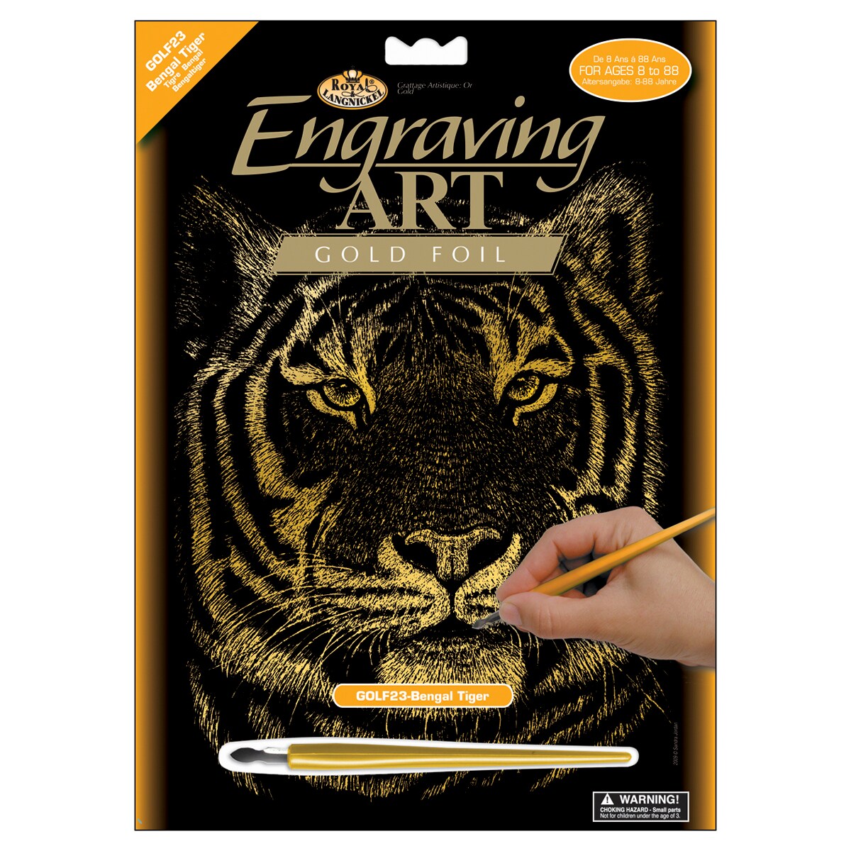 Gold Foil Engraving Art Kit 8"X10"Bengal Tiger Stencils & Forms