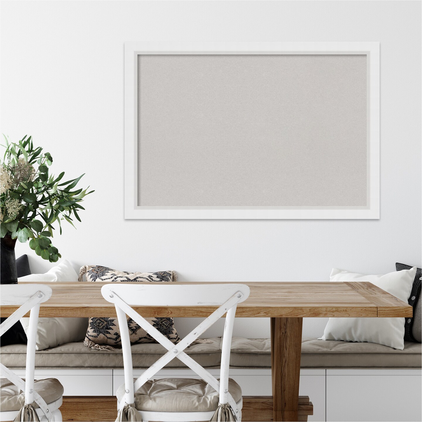 Cork Board, Blanco White Wood Frame - Bulletin Board, Organization Board, Pin Board