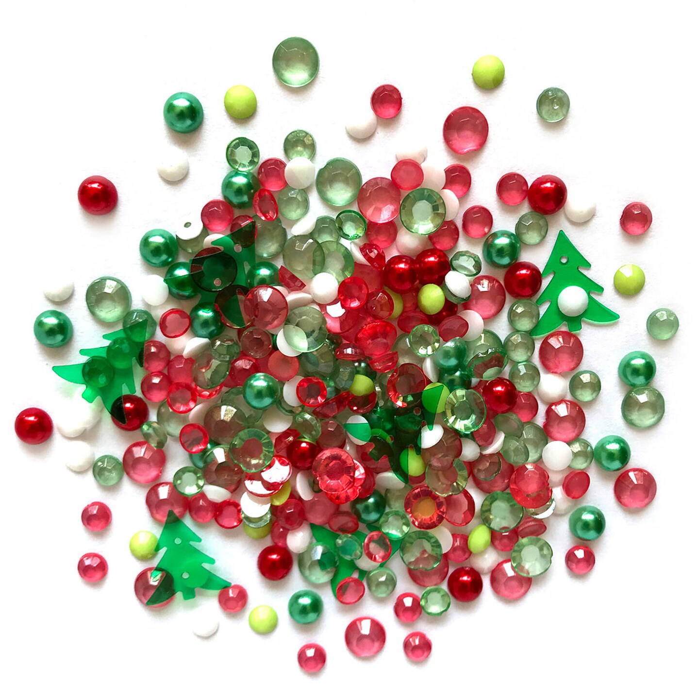 Buttons Galore Sparkletz&#xAE; Embellishments Bundle Iridescent Diamonds, Half Pearls, Sequins &#x26; Seed Beads- Christmas 50 Grams
