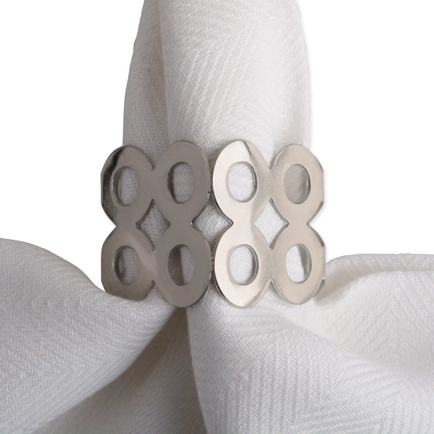 DII Silver Square Die Cut Napkin Ring (Set of 6) Kitchen Towels
