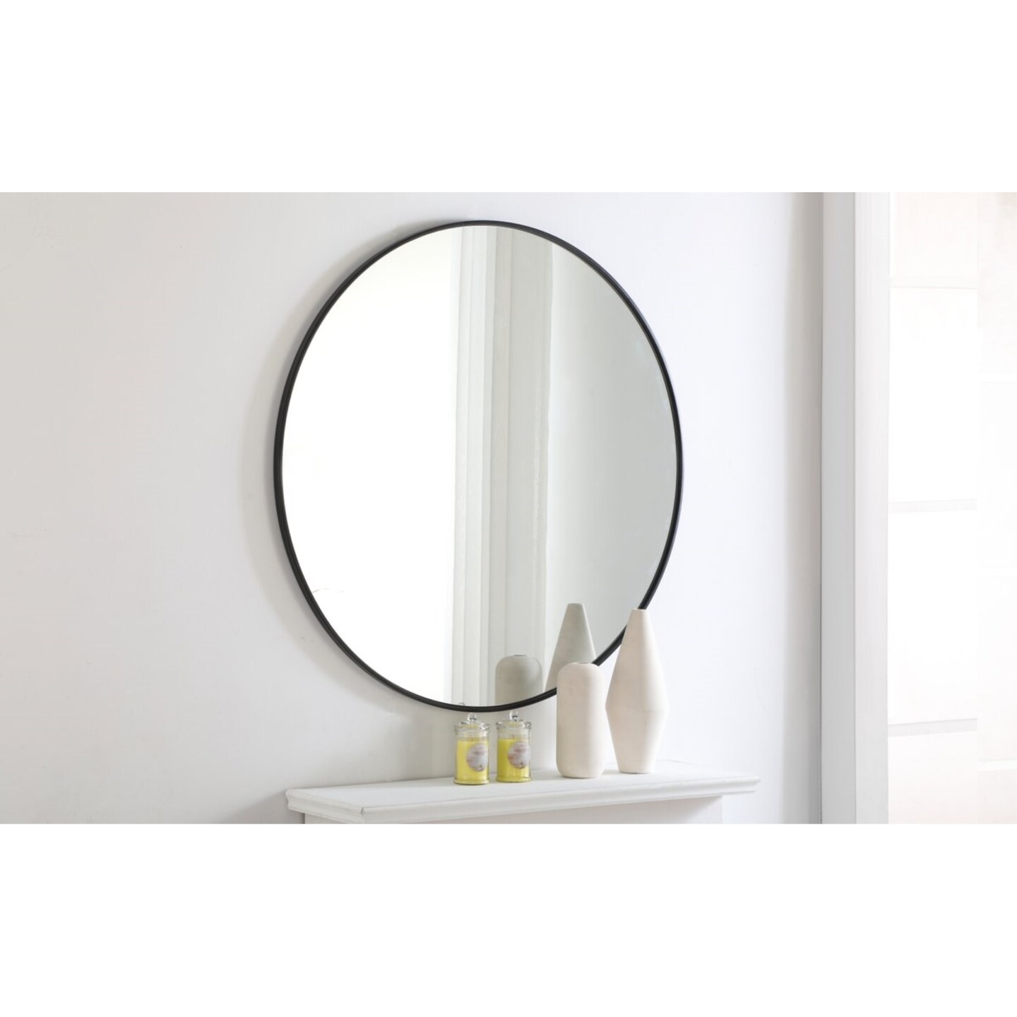 Metal frame Round Mirror 42 inch Black finish Mirrors Michaels
