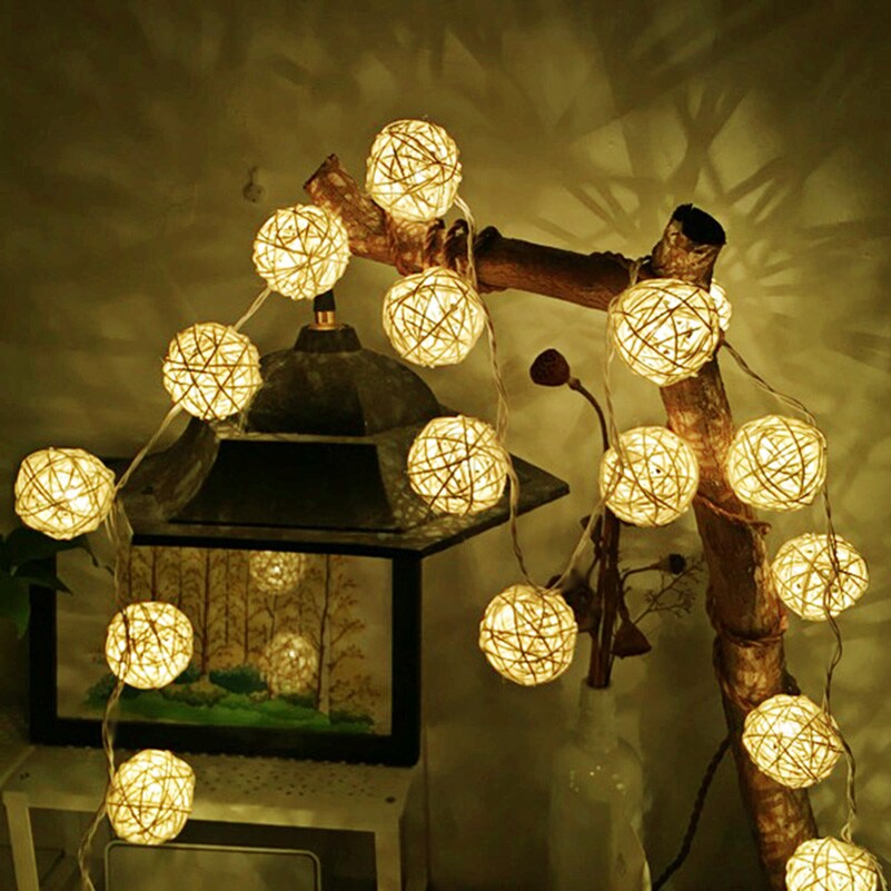 Perfect Holiday 10 LED Rattan String Light Battery Operated - Warm White