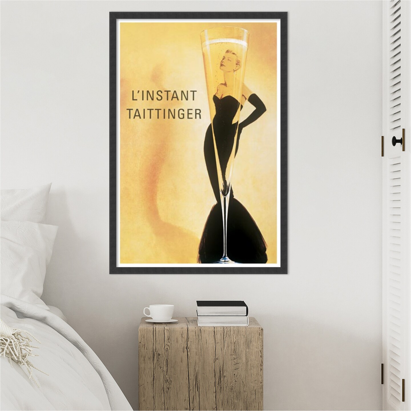 Amanti Art LInstant Taittinger by Vintage Framed Wall Art Print (25 in. W x 37 in. H), Simply Satin Black Frame