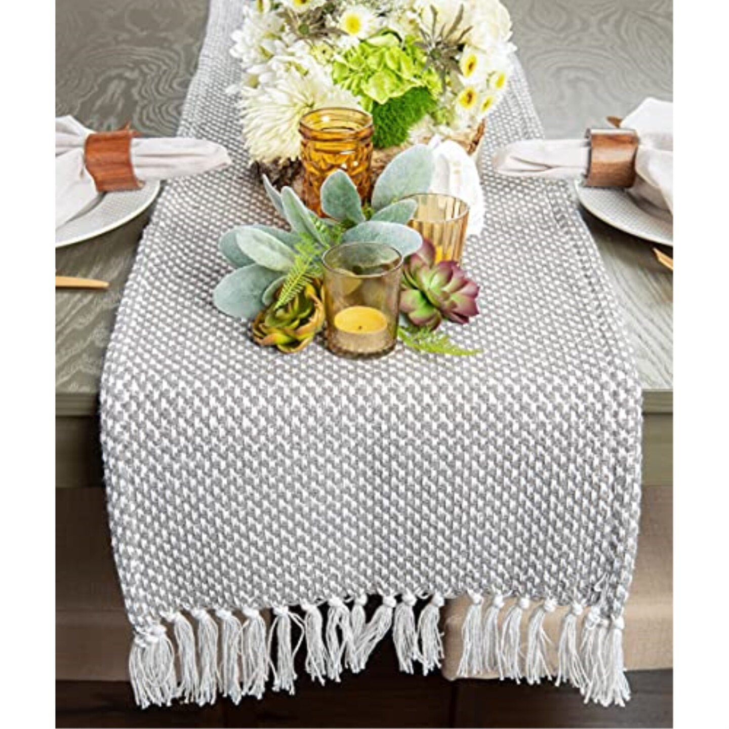 DII Gray Woven Table Runner 15x108" Michaels