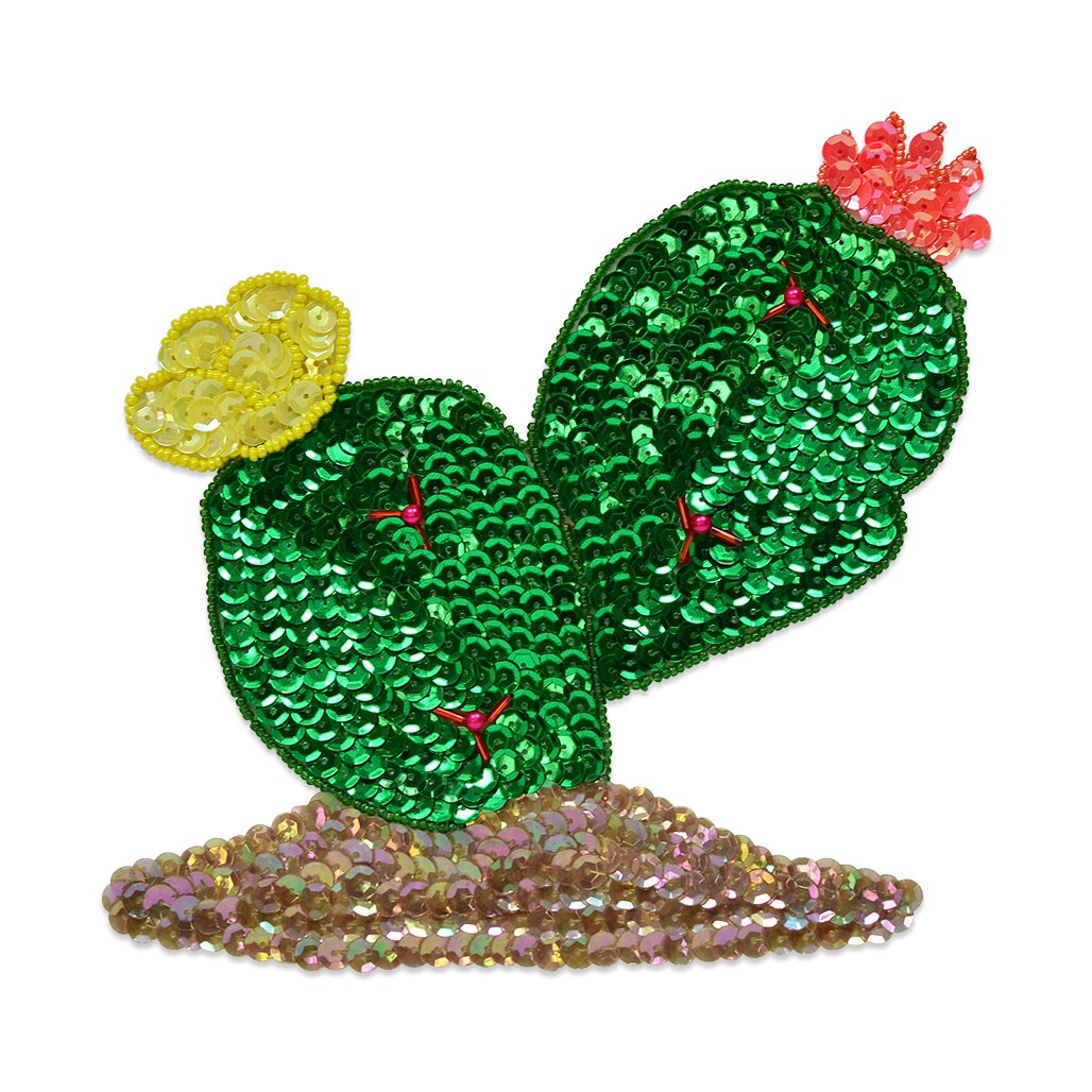 Flower Cactus Sequin Applique/Patch