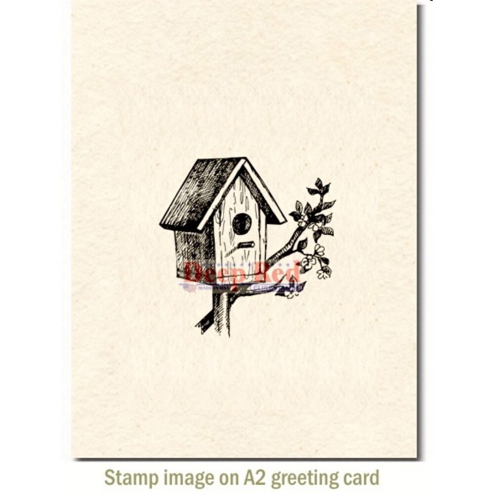 Deep Red Stamps Rustic Birdhouse Rubber Cling Stamp 2.1 x 2.1 inches