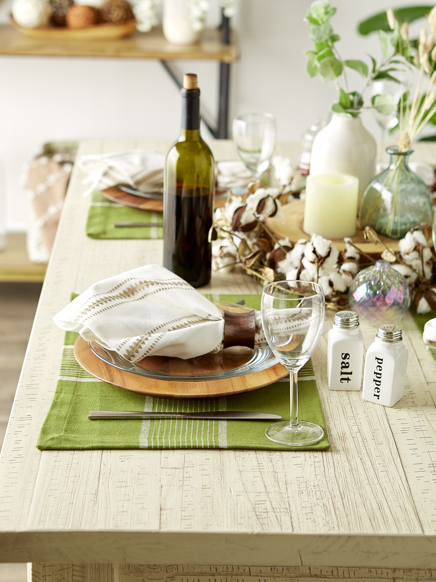 DII Natural Tonal Stripe With Fringe Placemat (Set of 6)