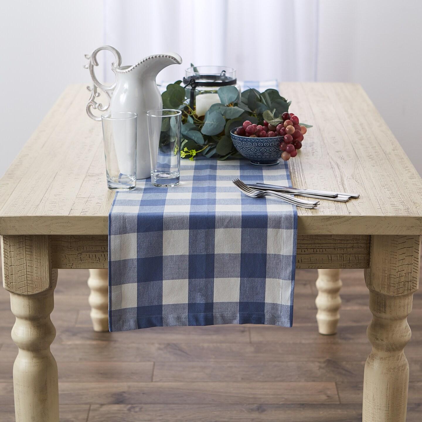 DII Stonewash Blue Buffalo Check Table Runner Michaels