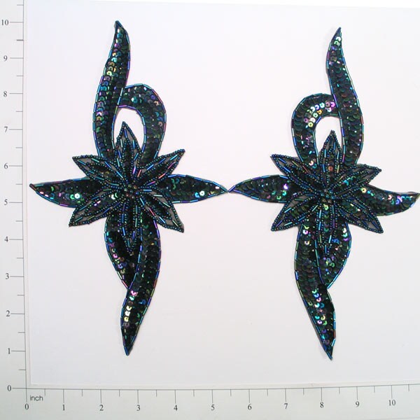 Floral Star Sequin Applique/Patch Pack of 2 IronOns & Appliques