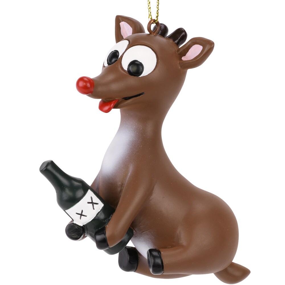 Rowdy Reindeer Funny Liquor Bottle Christmas Ornament