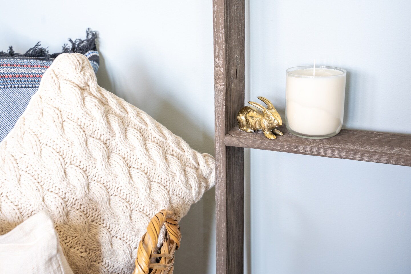 Rustic Farmhouse 3ft Reclaimed Wood Decorative Bookcase Picket Ladder