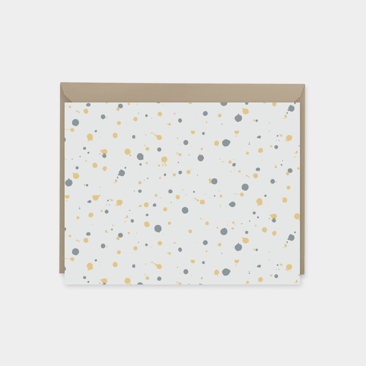 Gray and Mustard Ink Splot Texture Note Cards, Elegant Note Cards