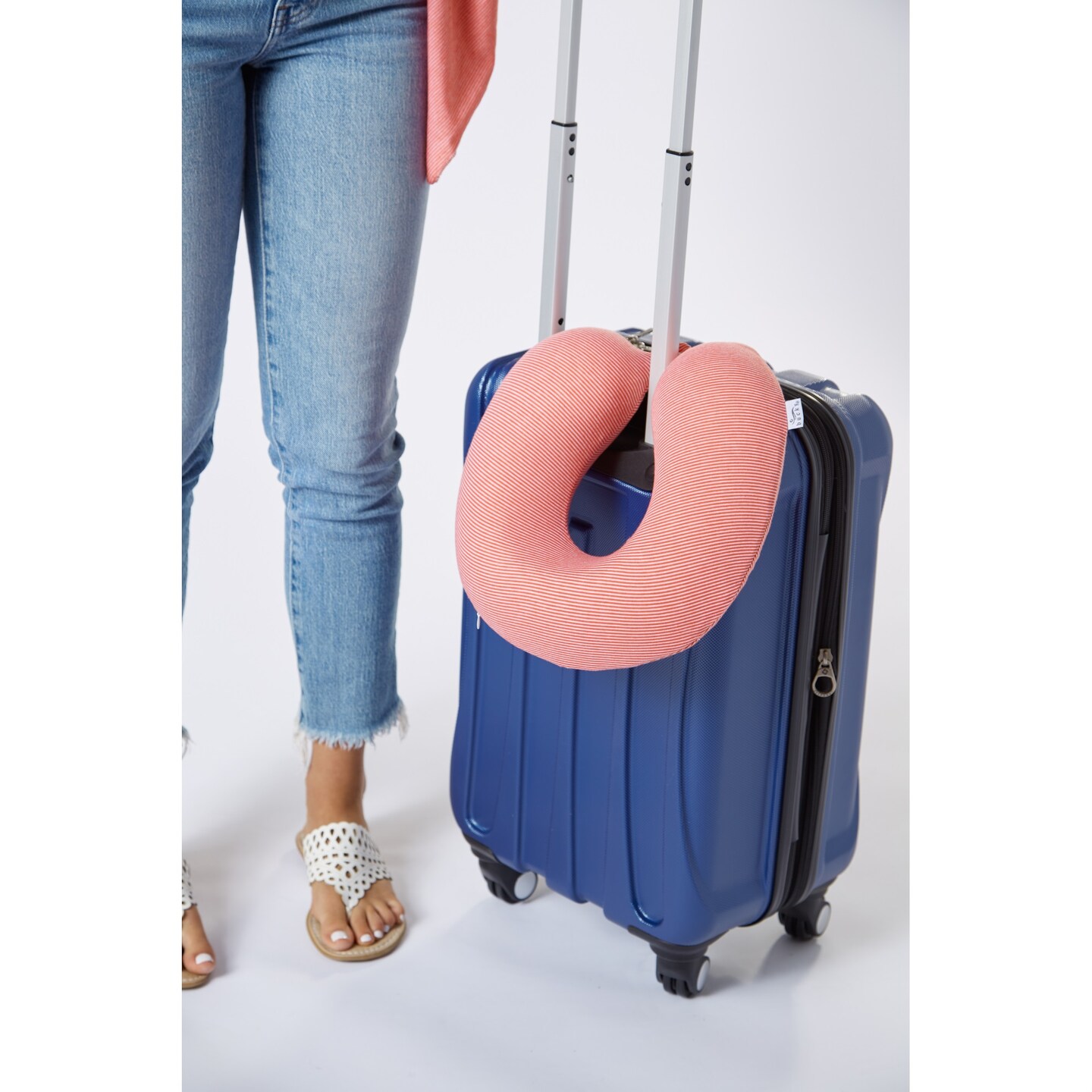 Bucky Jersey Stripe - Memory Foam Neck Pillow - Pink Stripe