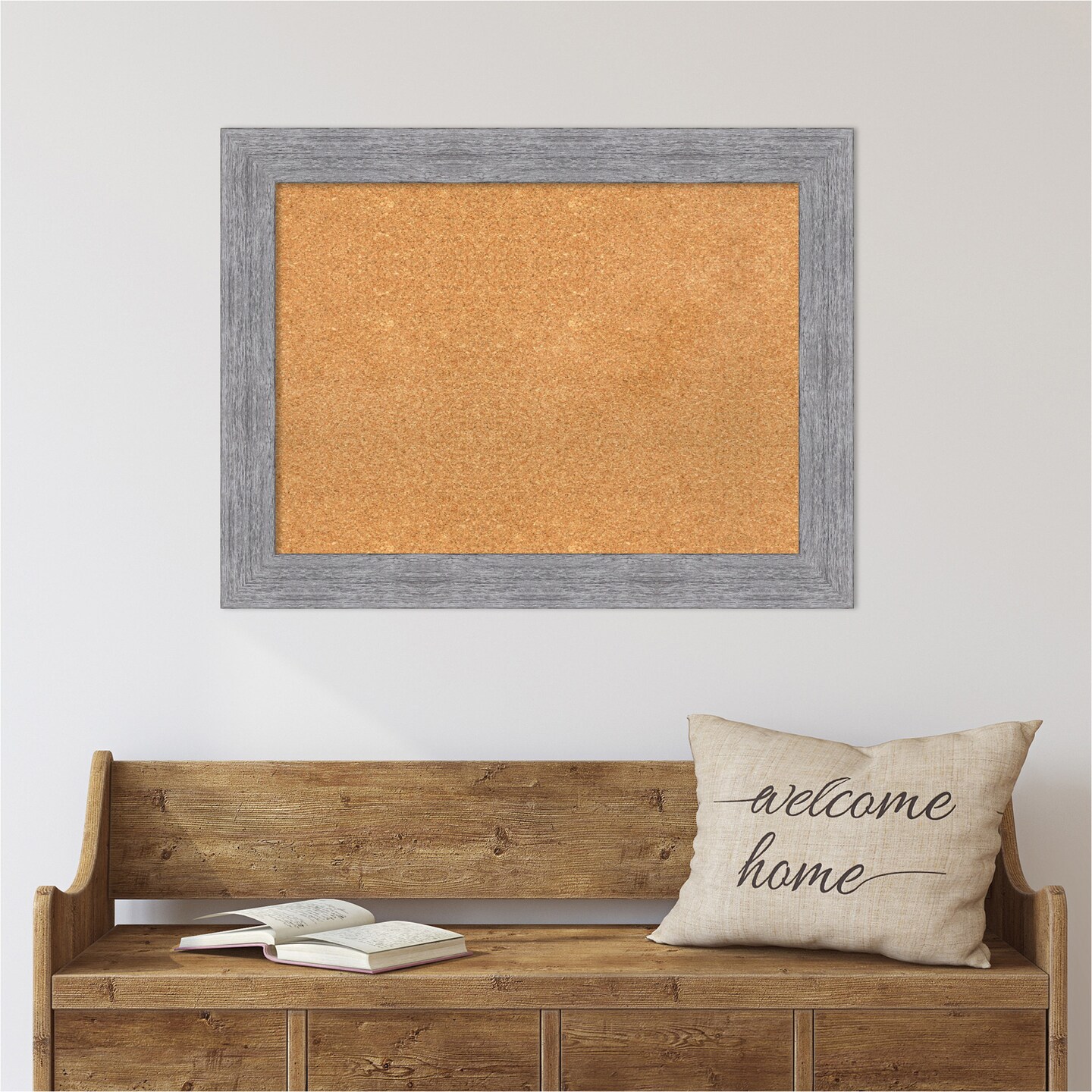 Cork Board, Bark Rustic Frame - Bulletin Board, Organization Board, Pin Board