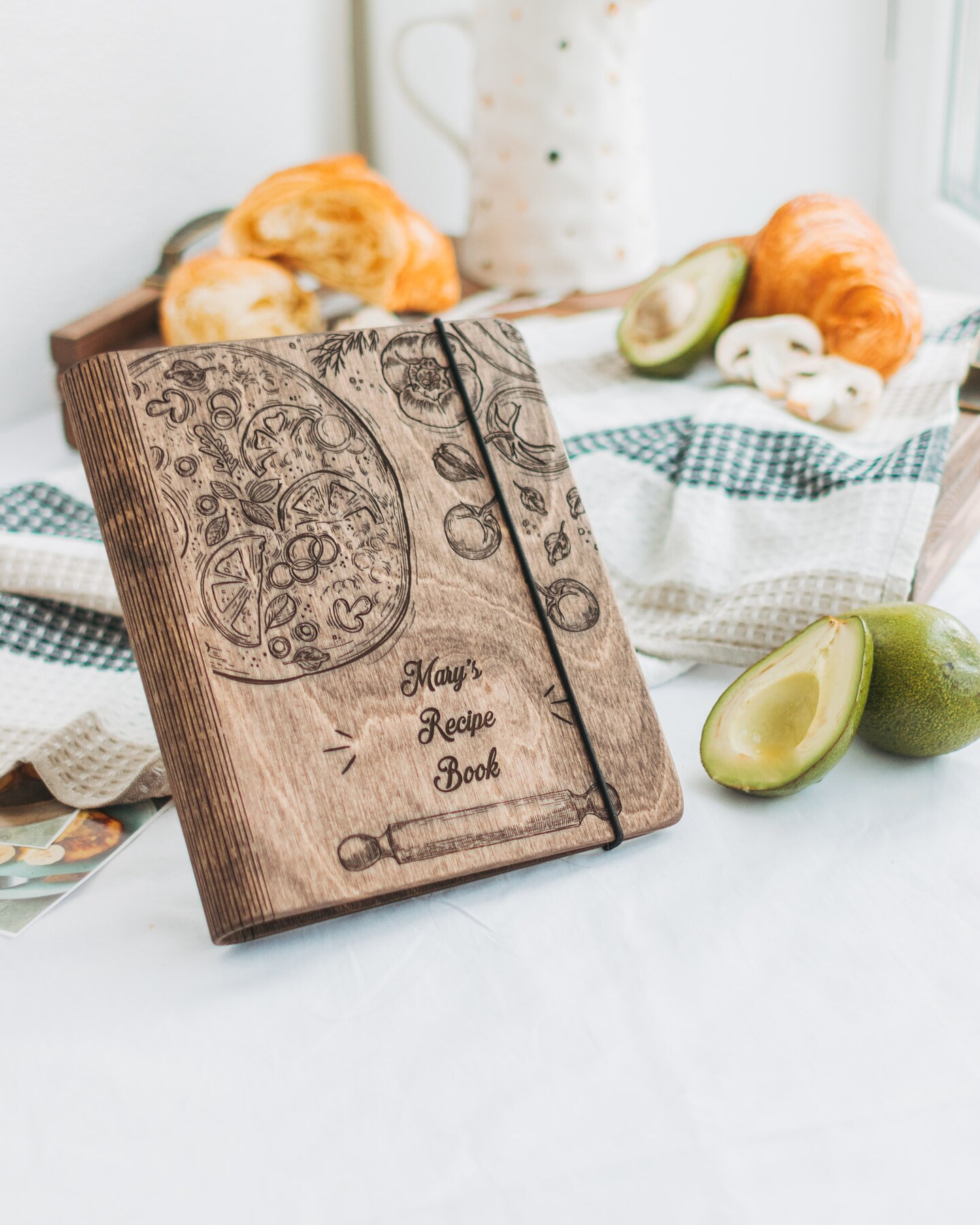 Recipe Book Binder, Custom Cookbook, Wooden Gifts for Her Anniversary, Father&#x27;s Day Gift by Enjoy The Wood