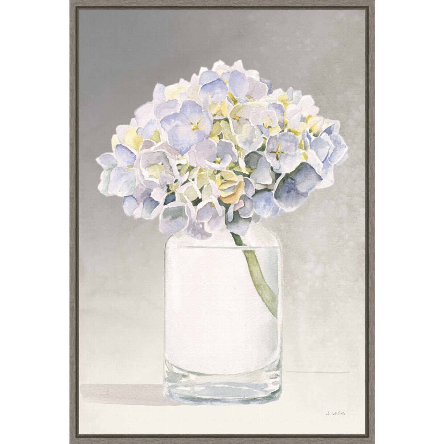 Tranquil Blossoms III (Hydrangea) by James Wiens 16-in. W x 23-in. H. Canvas Wall Art Print Framed in Grey