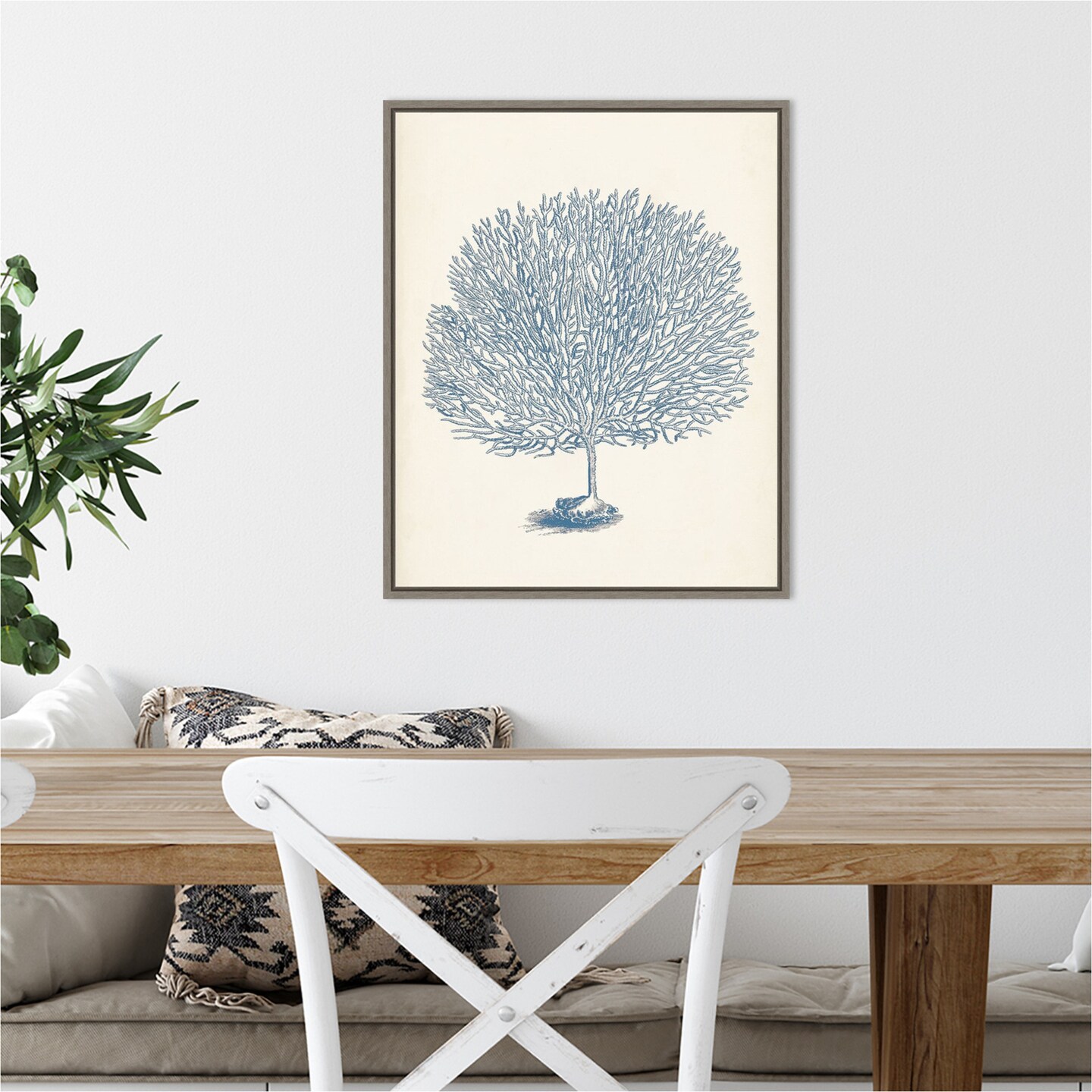 Antique Coral Collection I by Vision Studio 16-in. W x 20-in. H. Canvas Wall Art Print Framed in Grey