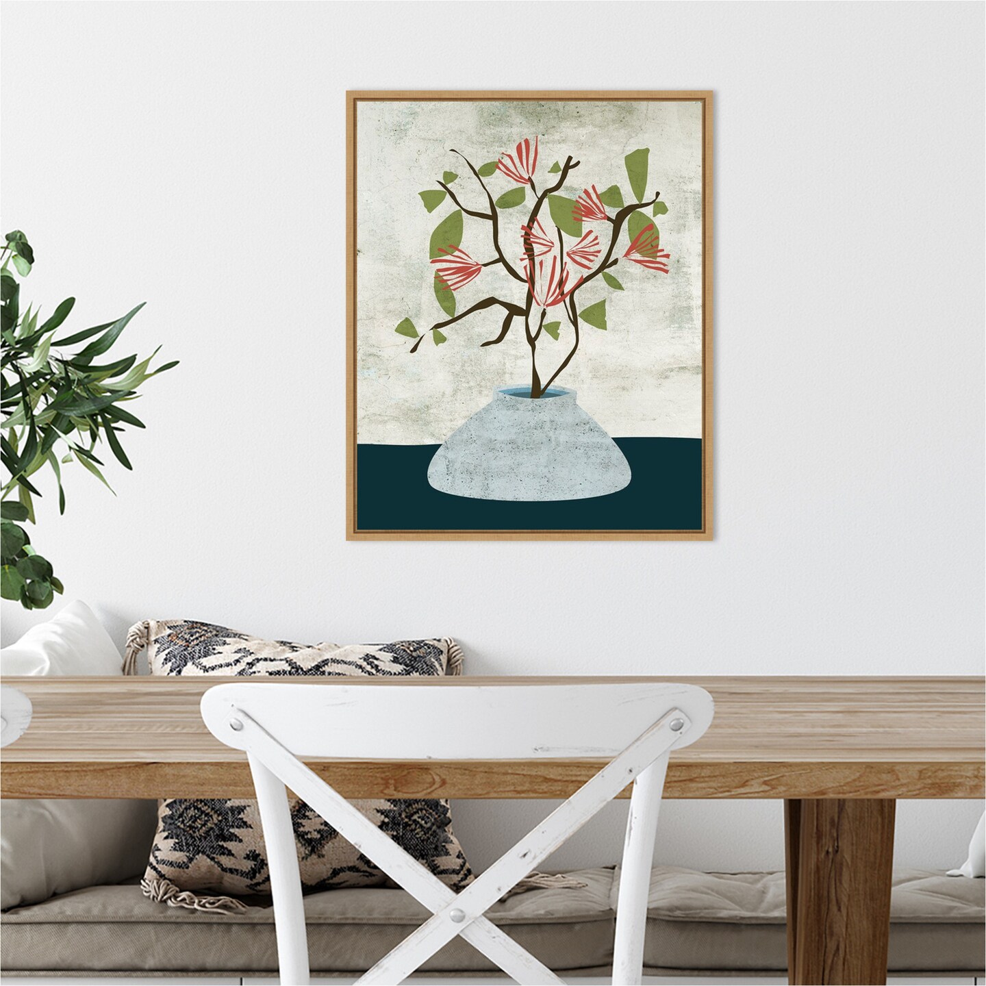 Zen Branch I by Melissa W 16-in. W x 20-in. H. Canvas Wall Art Print Framed in Natural