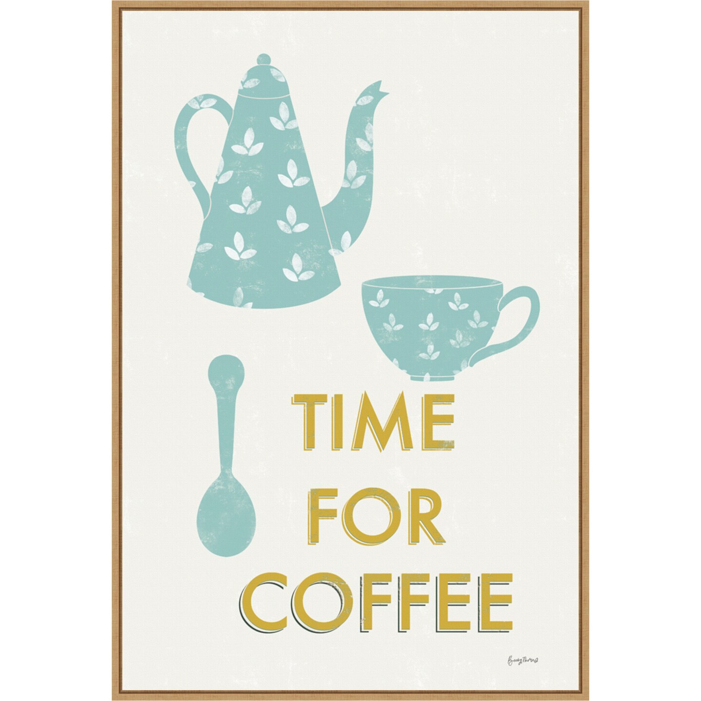 Retro Kitchen Coffee III by Becky Thorns 23-in. W x 33-in. H. Canvas Wall Art Print Framed in Natural