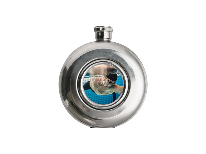 Mini Round Hip Flask 5OZ with Aluminum Insert B05JH FL-11