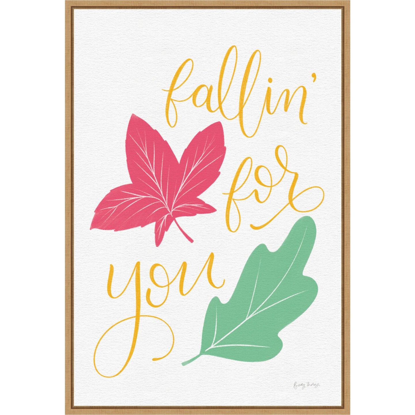 Fallin For You by Becky Thorns 16-in. W x 23-in. H. Canvas Wall Art Print Framed in Natural