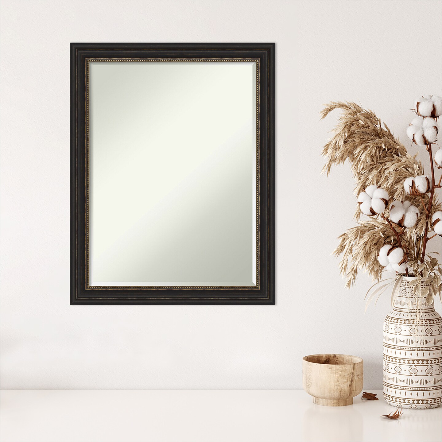 Petite Bevel Wall Mirror, Accent Bronze Narrow Frame