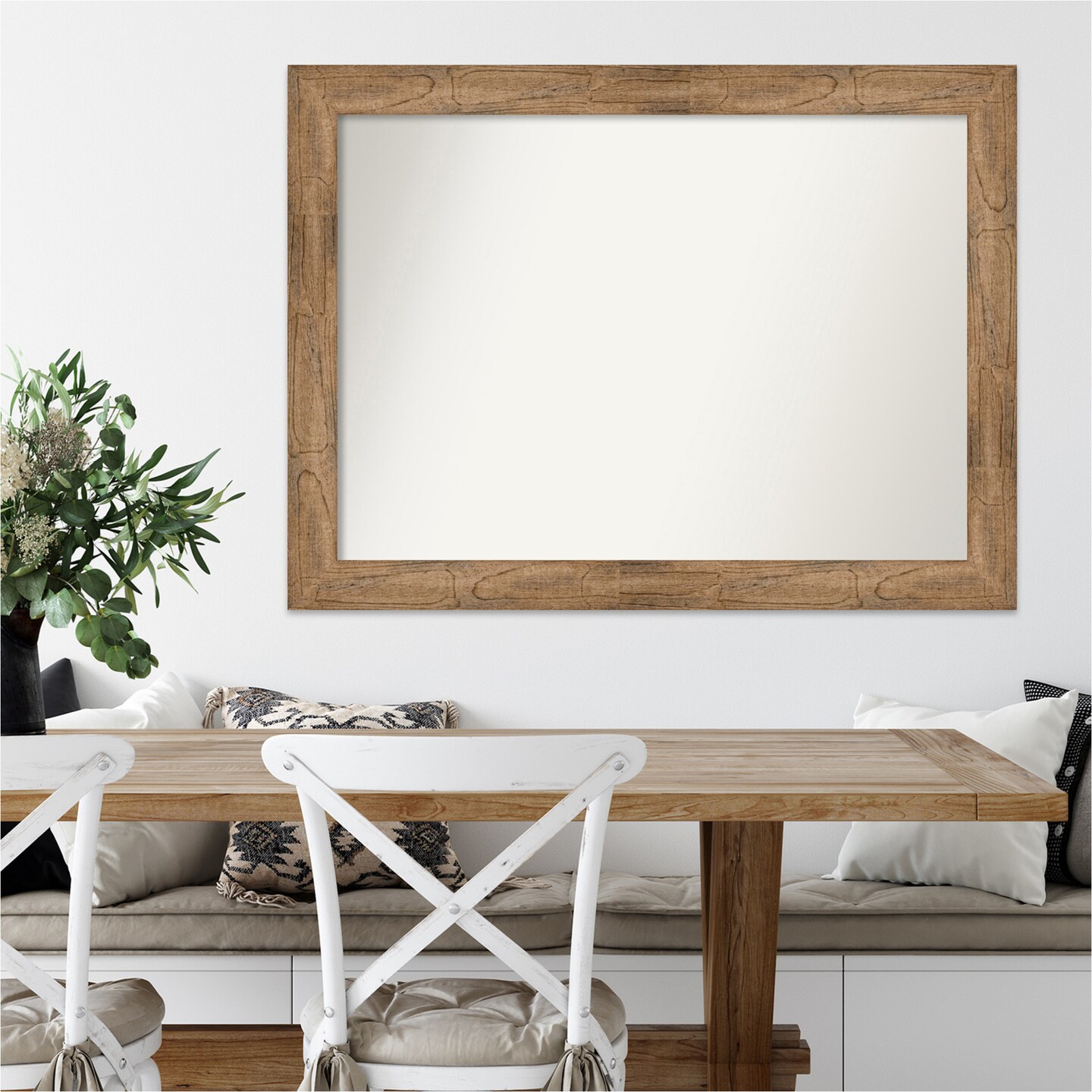 Amanti Art Non-Beveled Wood Wall Mirror, Owl Brown Frame