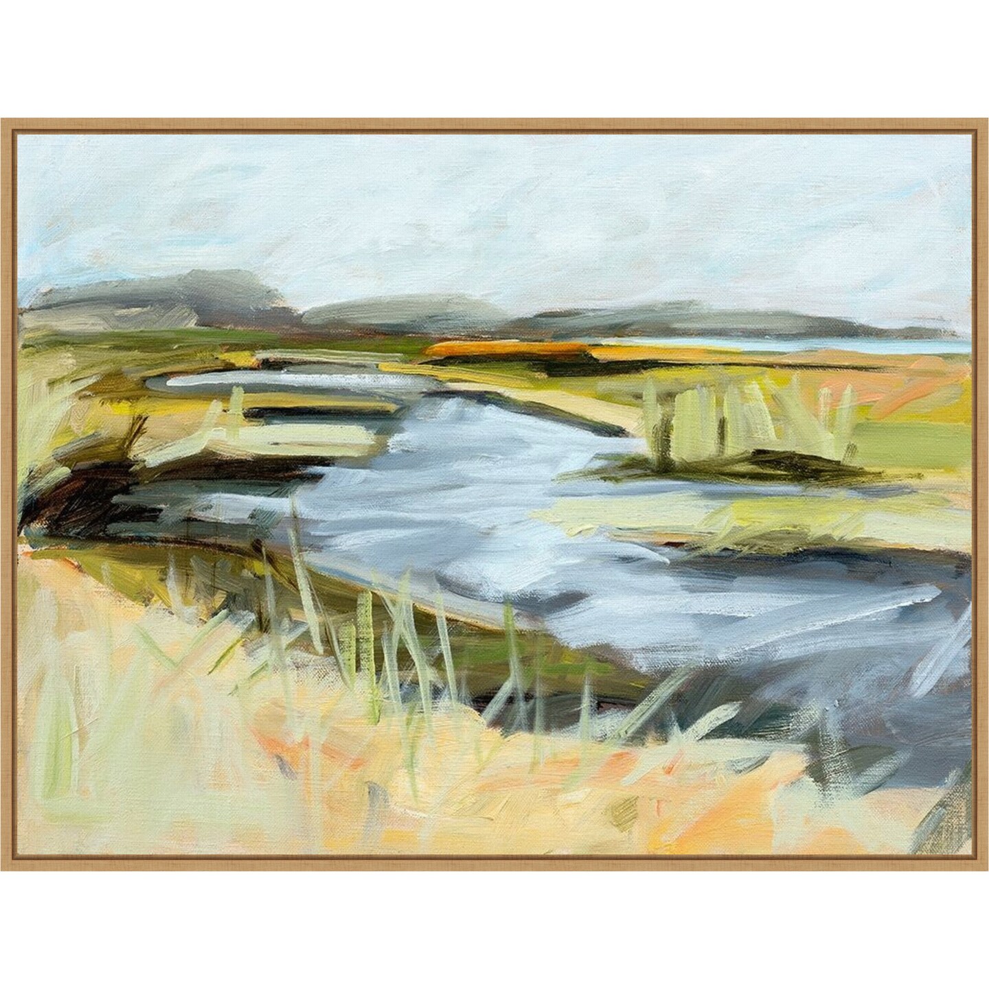 Big Indian Slough in July by Kris Ekstrand 30-in. W x 23-in. H. Canvas Wall Art Print Framed in Natural