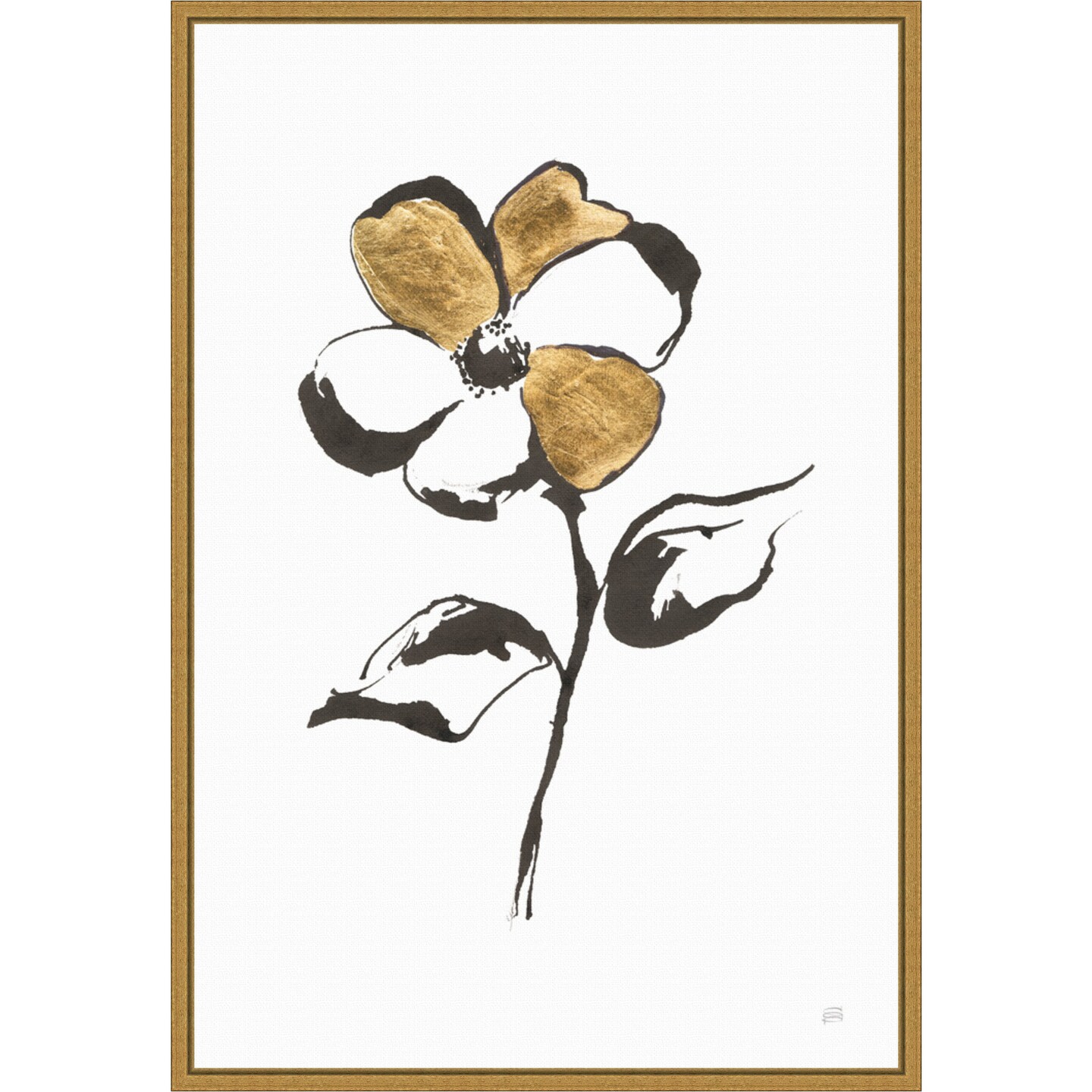 Leafed III by Chris Paschke 16in. W x 23in. H. Canvas Wall Art Print Framed in Gold Framed