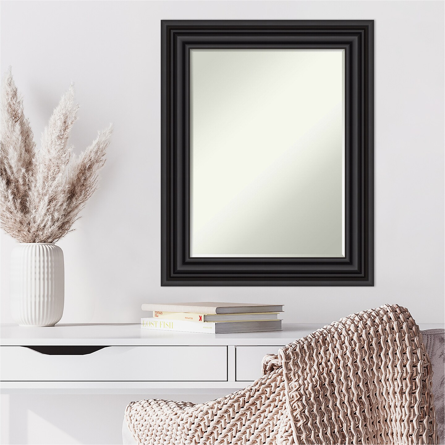 Petite Bevel Wall Mirror, Colonial Black Frame