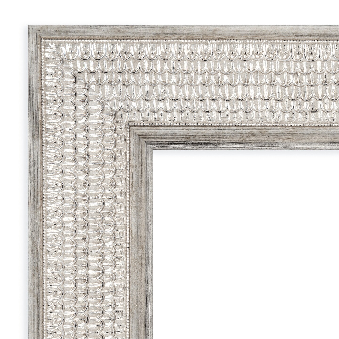 Amanti Art Non-Beveled Wood Wall Mirror, Trellis Silver Frame