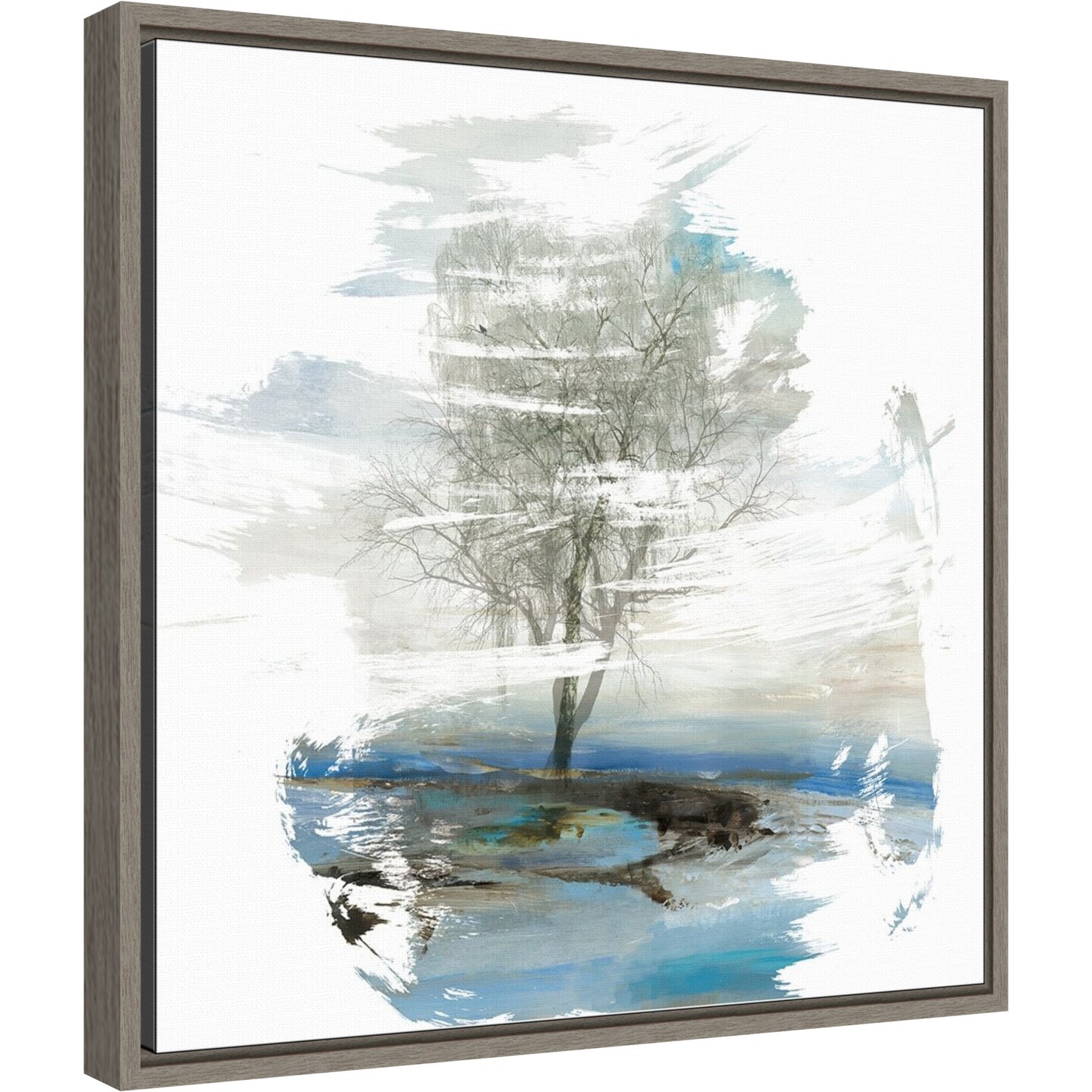 Moonlight Kingdom (Tree) by PI Gallerie 16-in. W x 16-in. H. Canvas Wall Art Print Framed in Grey