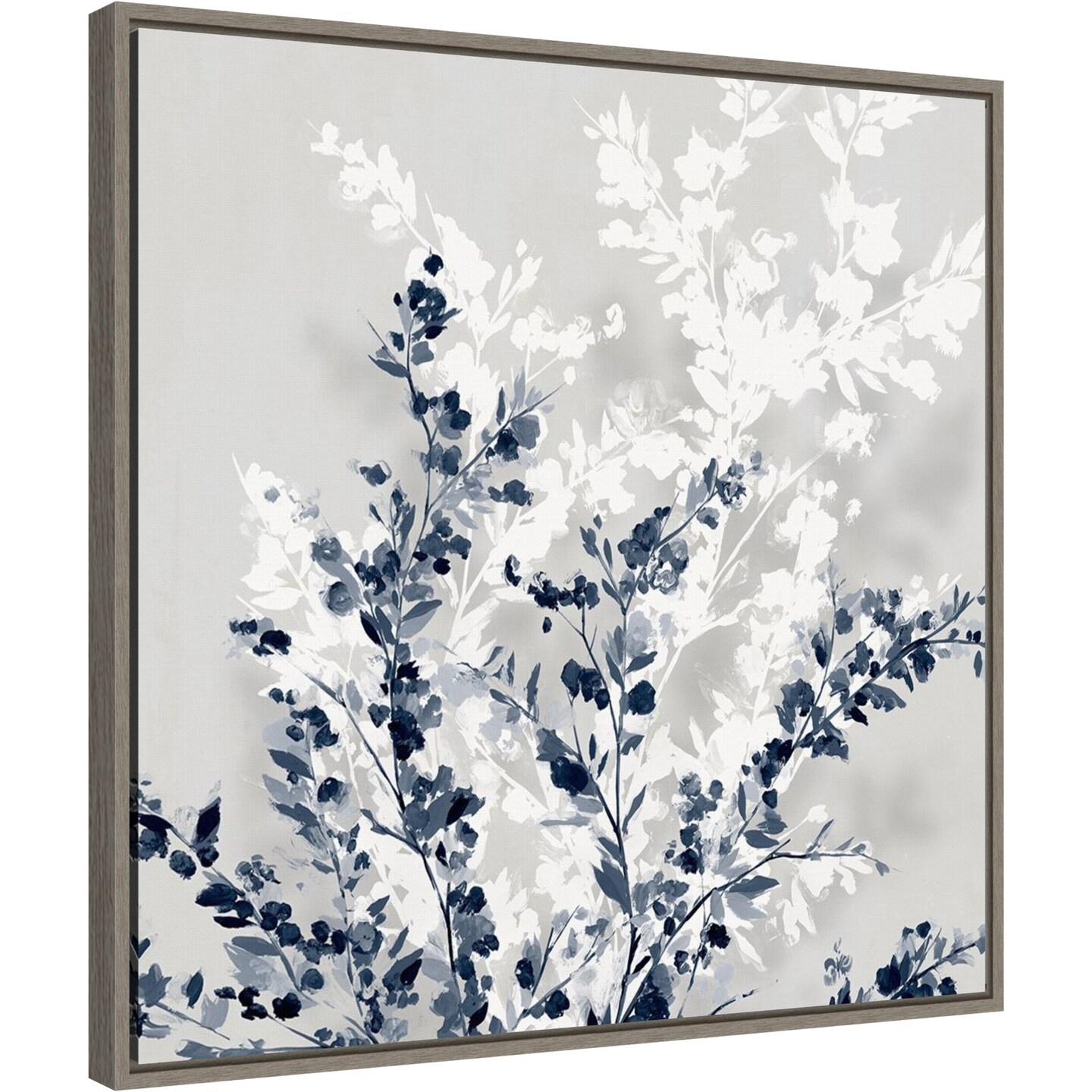 Blue Spring II by Isabelle Z 22-in. W x 22-in. H. Canvas Wall Art Print Framed in Grey