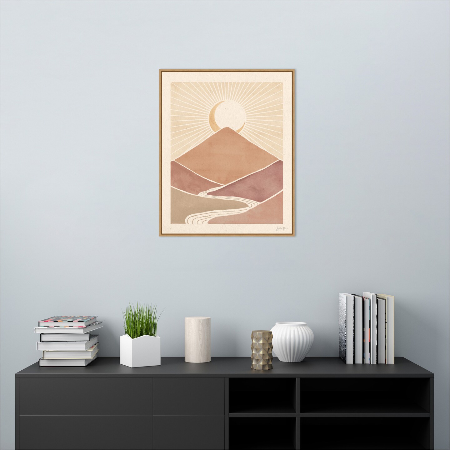 Mid Century Landscape II by Janelle Penner 23-in. W x 28-in. H. Canvas Wall Art Print Framed in Natural