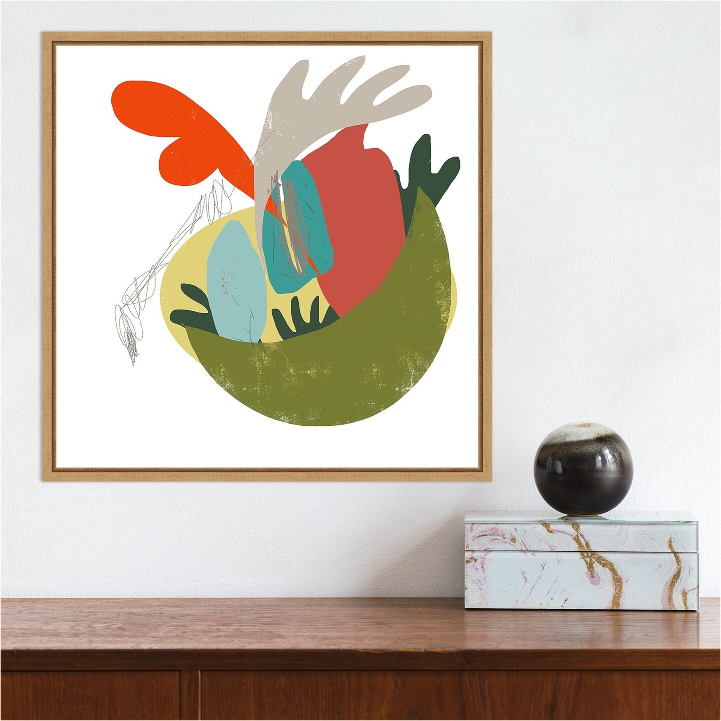 A Bowl of Everything by N. Christine 16-in. W x 16-in. H. Canvas Wall Art Print Framed in Natural