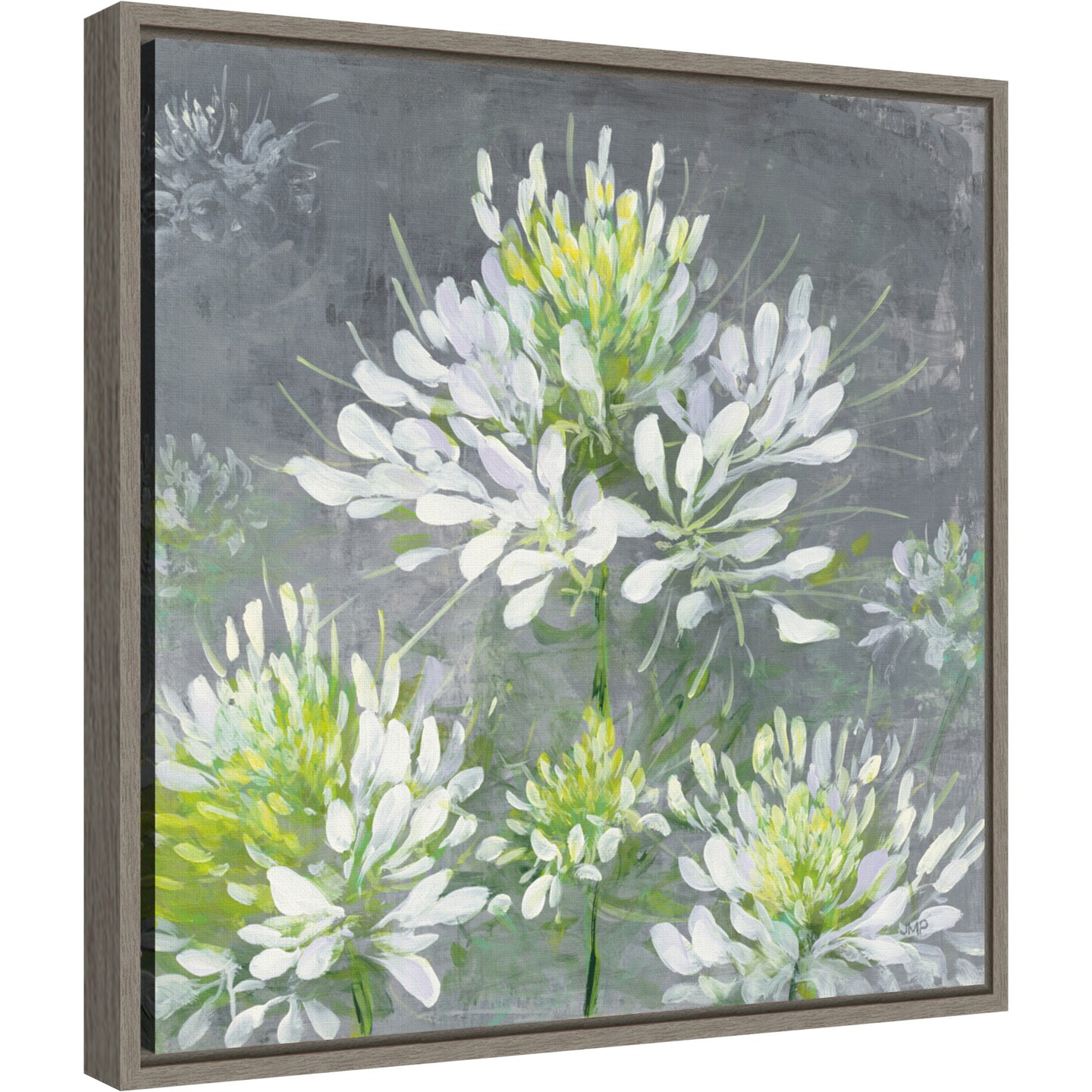 Farmhouse Cleome I by Julia Purinton 16-in. W x 16-in. H. Canvas Wall Art Print Framed in Grey