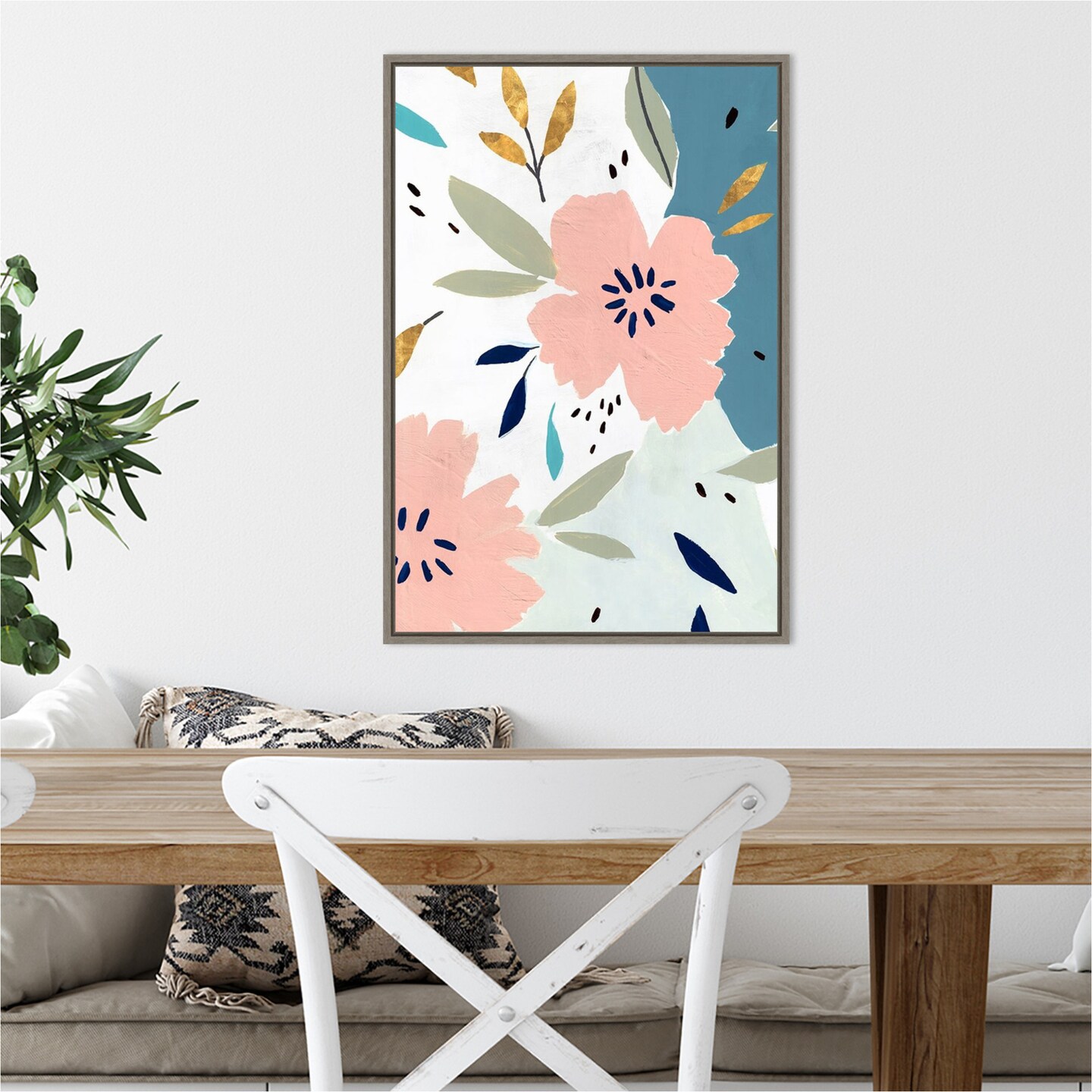 Daydream I (Flower) by Isabelle Z 16-in. W x 23-in. H. Canvas Wall Art Print Framed in Grey
