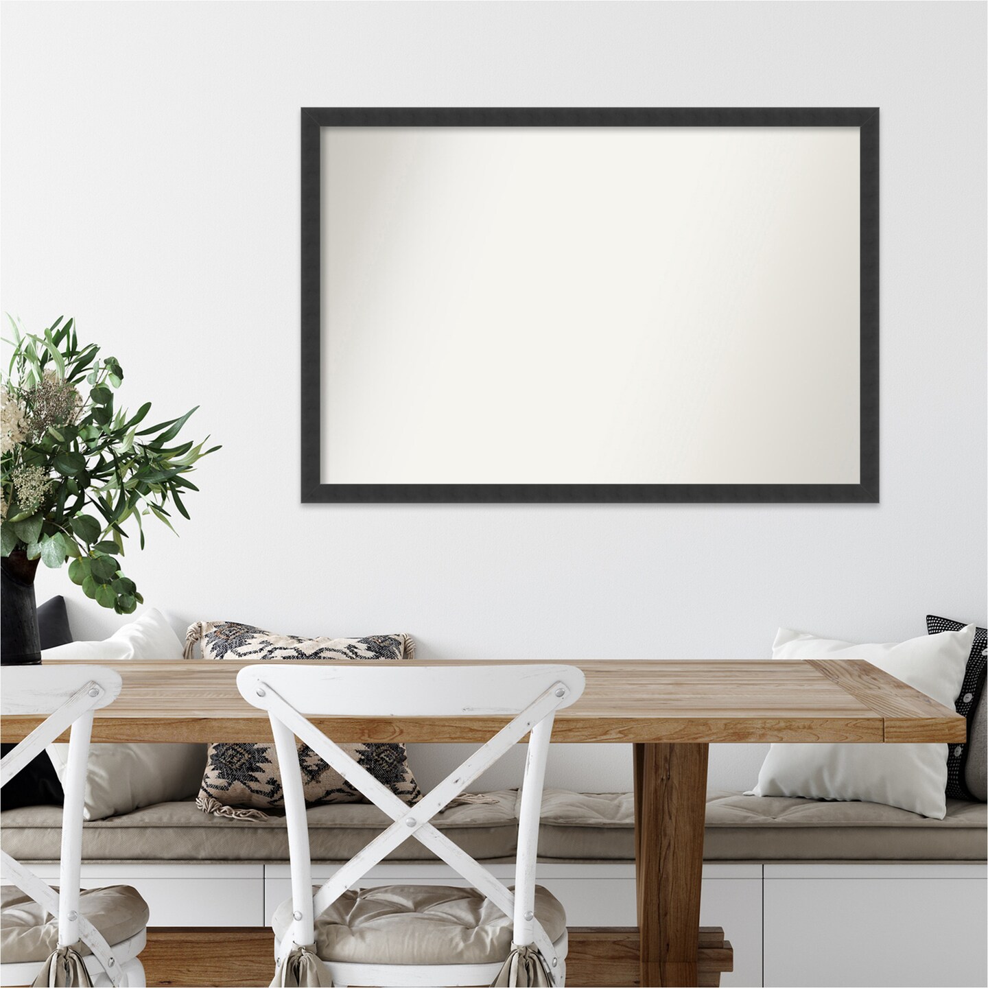Amanti Art Non-Beveled Wood Wall Mirror, Mezzanotte Black Frame