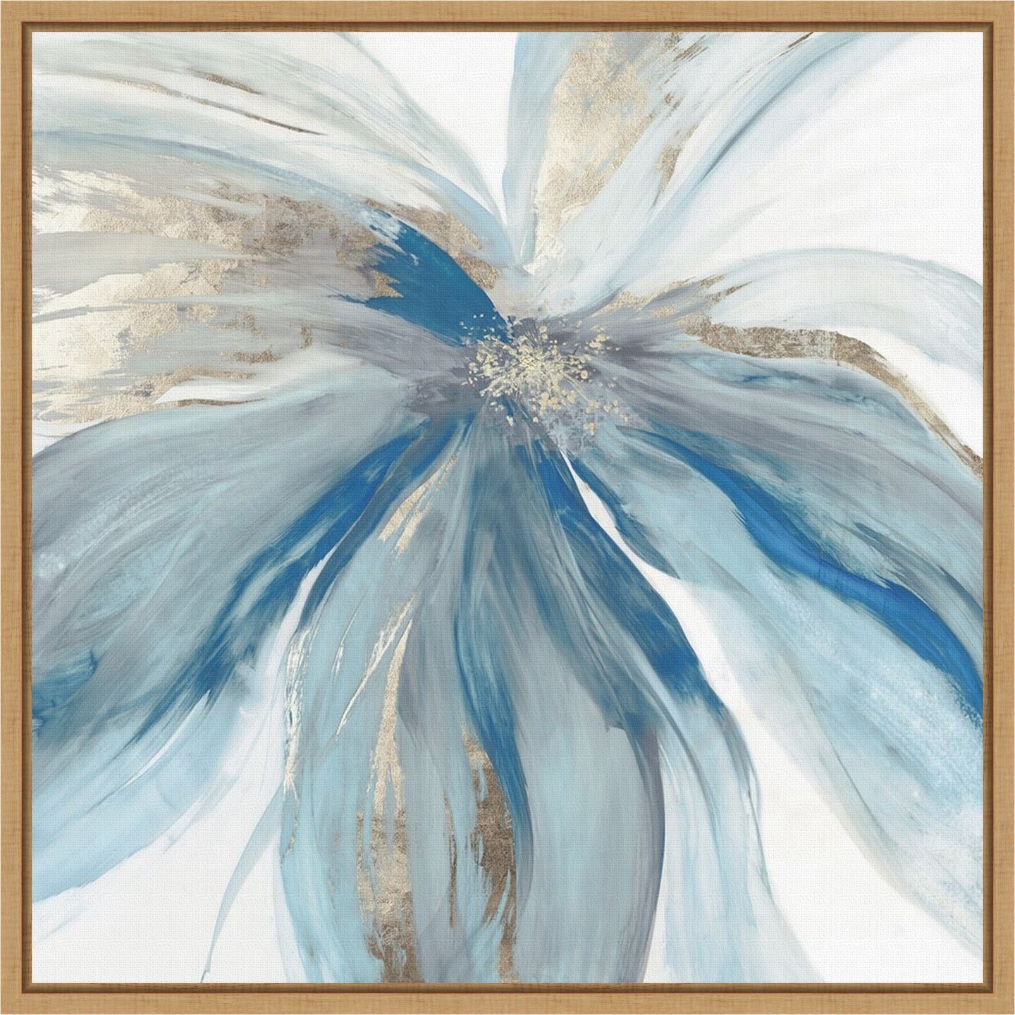 Blue Monarch I (Flower) by Asia Jensen 16-in. W x 16-in. H. Canvas Wall Art Print Framed in Natural