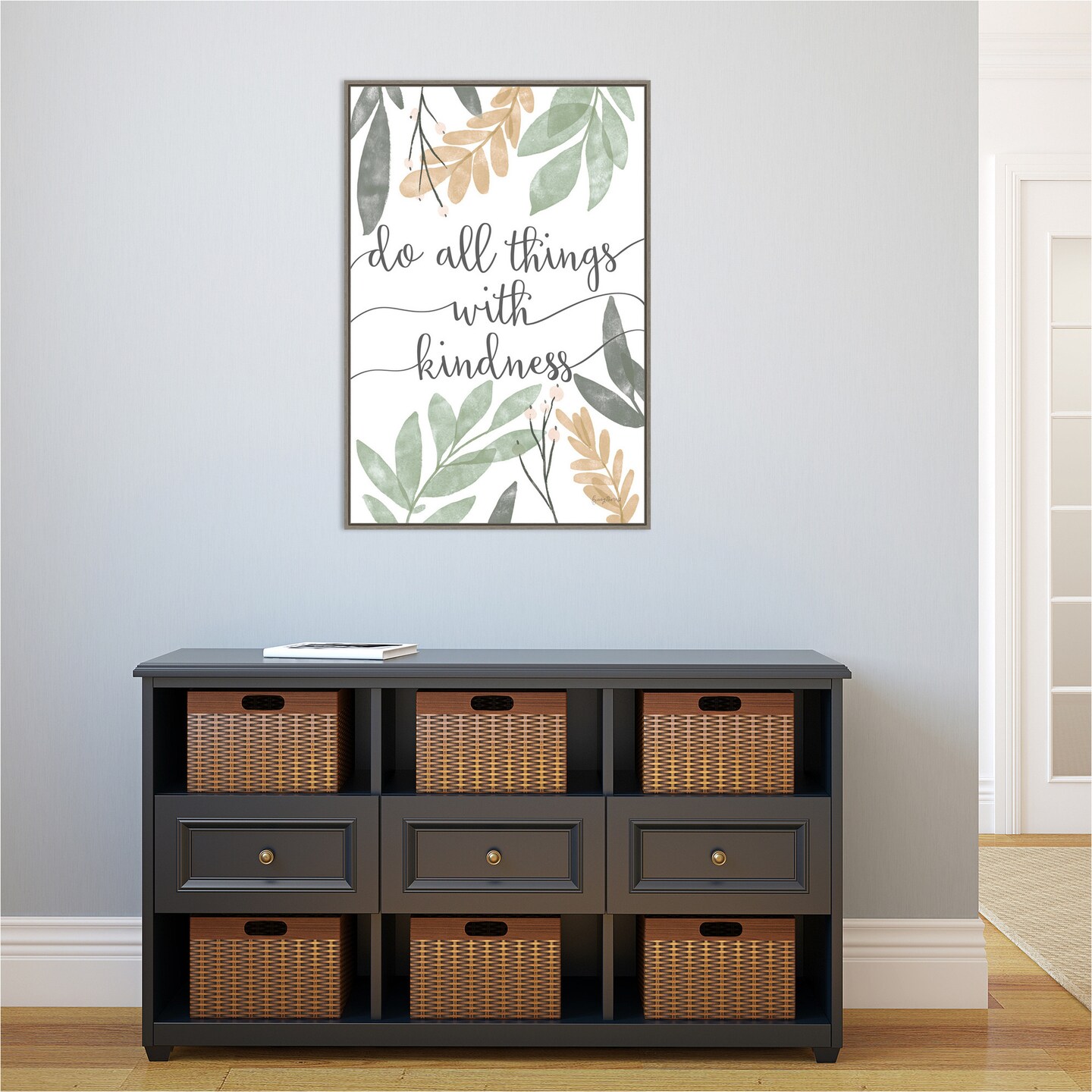Sage Sayings IV by Becky Thorns 23-in. W x 33-in. H. Canvas Wall Art Print Framed in Grey